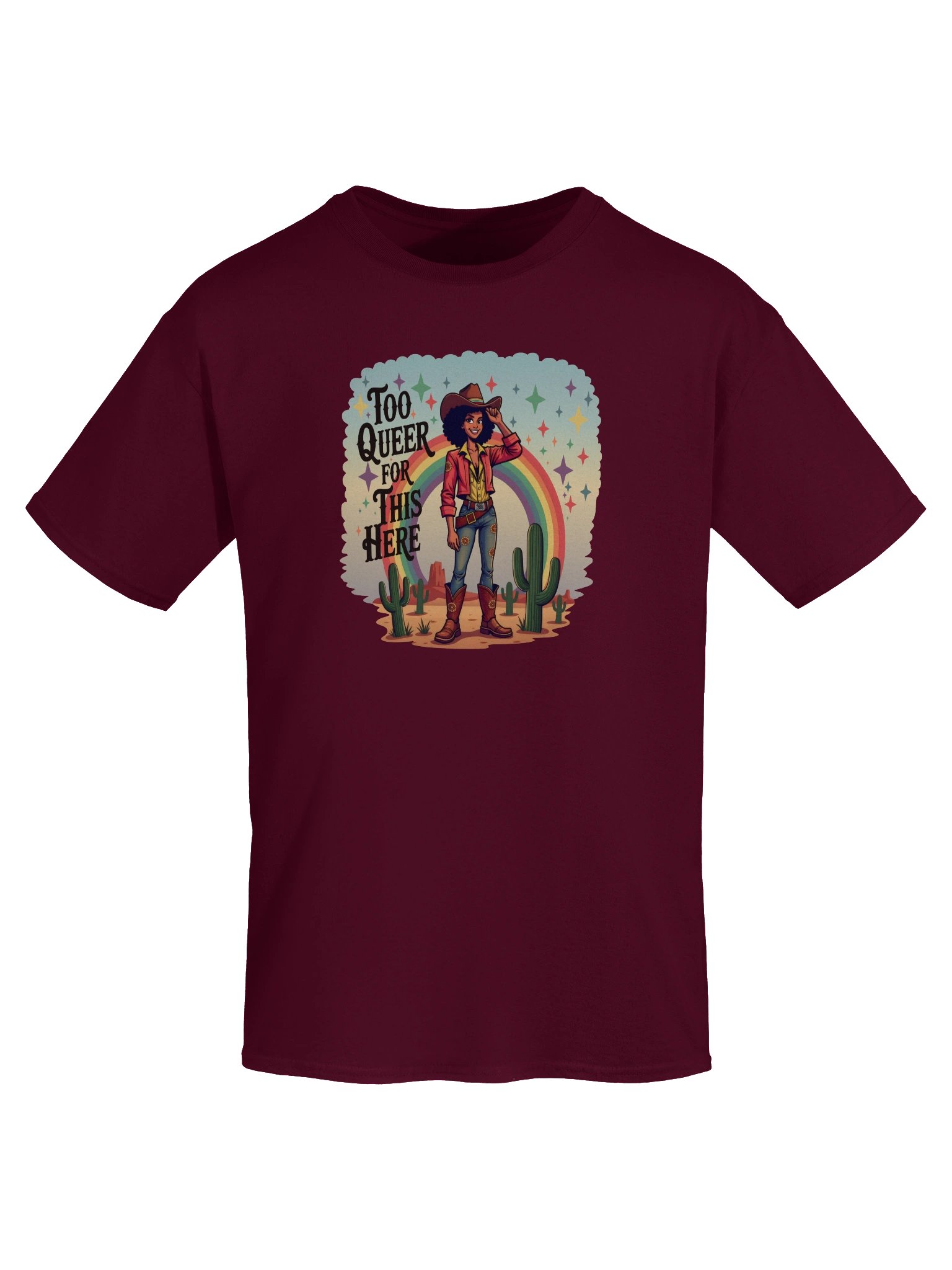 Cowgirl Too Queer For This Here Dark Version Unisex Heavyweight Graphic T-Shirt product image (6)
