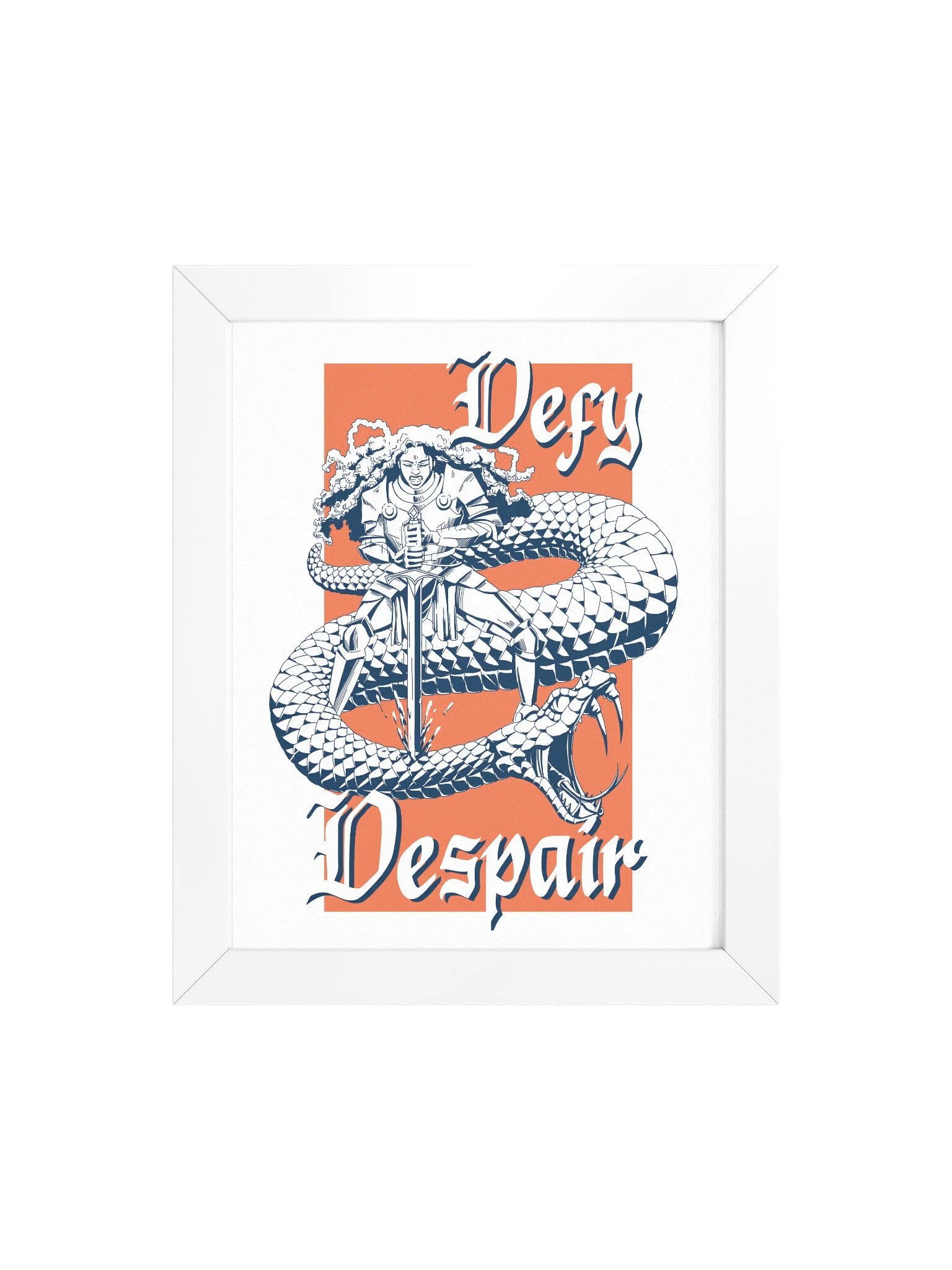 DEFY DESPAIR framed poster (orange/navy) product image (33)
