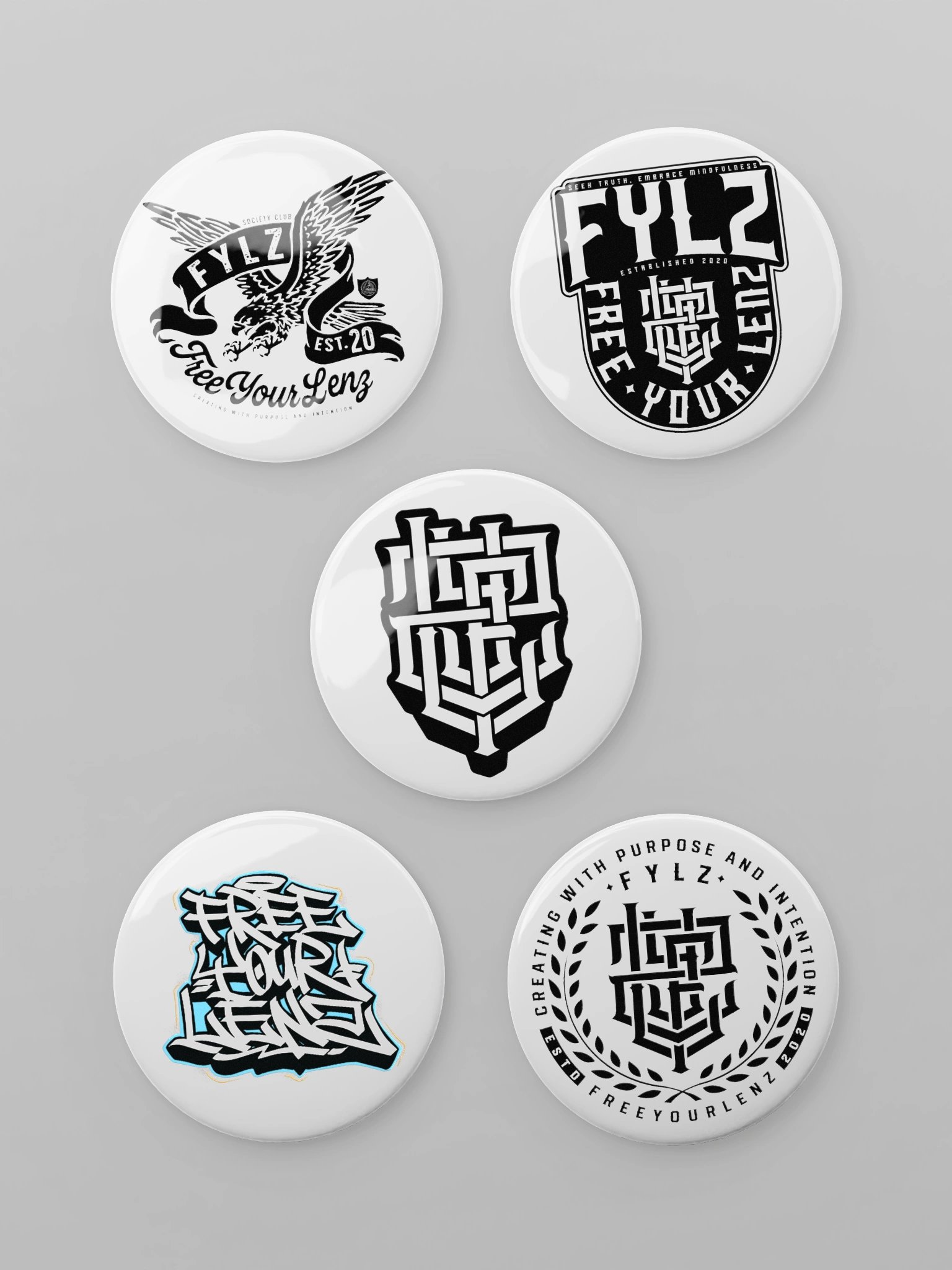 FYLZ Monochrome Button Pack | Set of 5 product image (1)