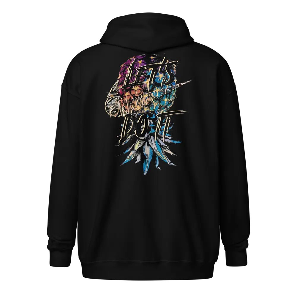 Let's Do It Swoosh Graffity Styled Upside-Down Pineapple Zip Front Hoodie product image (36)