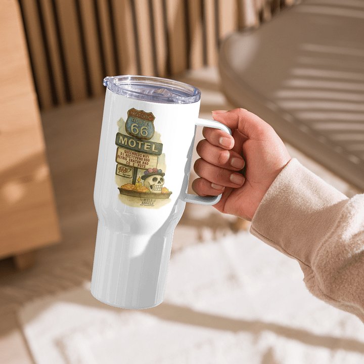 Route 66 Day of the Dead Travel Mug – Mel’s Angels Motel Skull Día de los Muertos Tumbler product image (1)