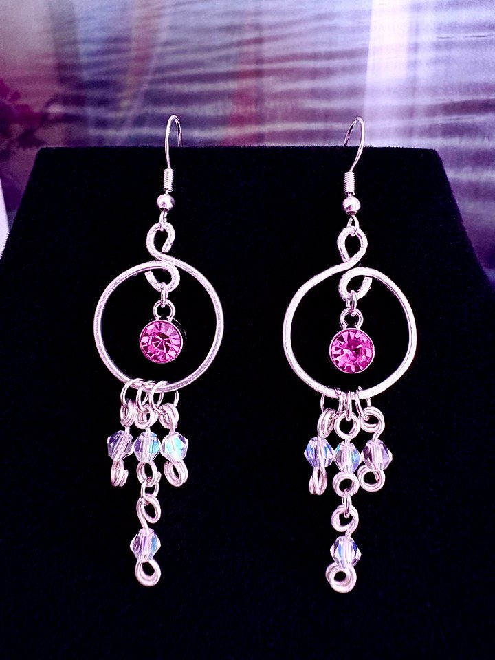 MFD-00258 | Pink - Seaside Sparkle Chandelier Earrings | Sterling Silver Hooks | Handmade Jewelry by Monique Faella Designs™ product image (2)