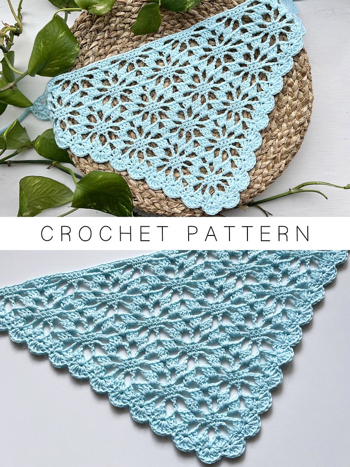 Crochet Pattern: Floral Diamond Bandana product image (1)