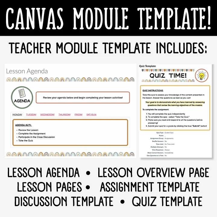 Canvas LMS Template - MODULE - Boho Rainbow - 100% Customizable product image (2)