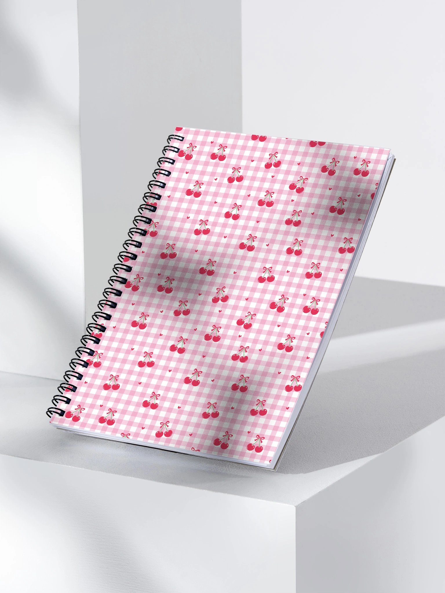 Cherries and Plaid Dreams Spiral Dotted Journal/Notebook. product image (3)