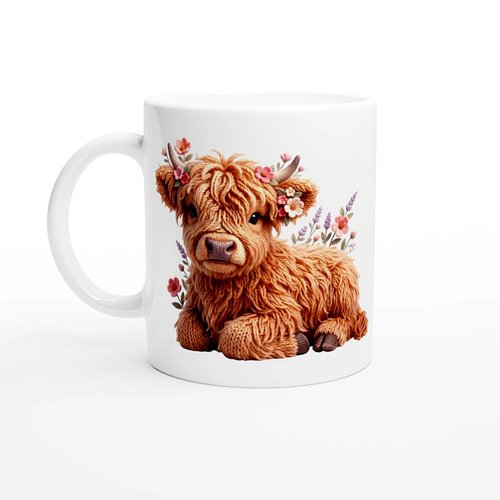 Check this out!!!!

 Highland Calf Knit Style Ceramic Mug – Cute Highland Cow Gift | 250ml Glossy White Coffee Cup UK https:/...