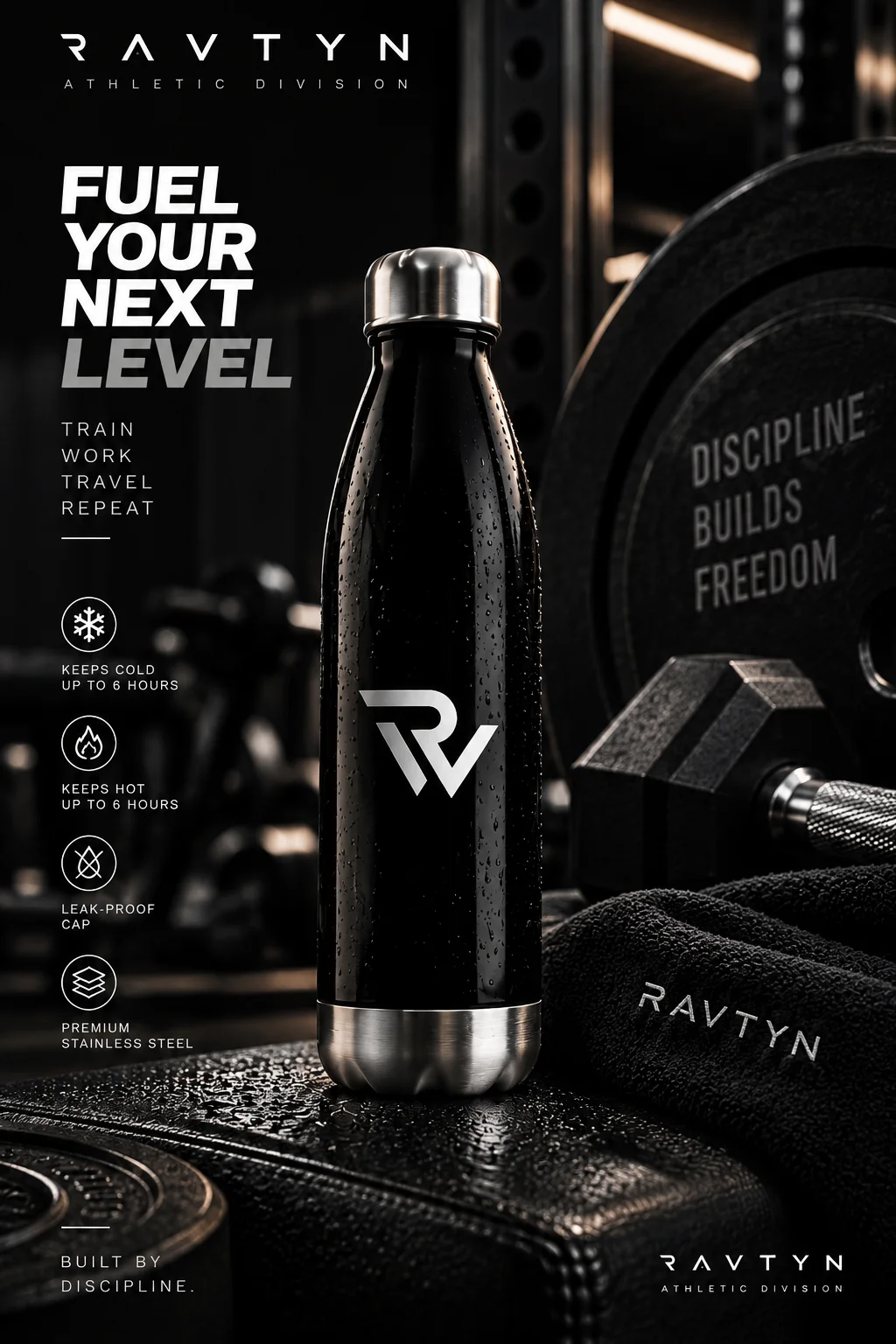 RAVTYN Performance Water Bottle — Black product image (1)