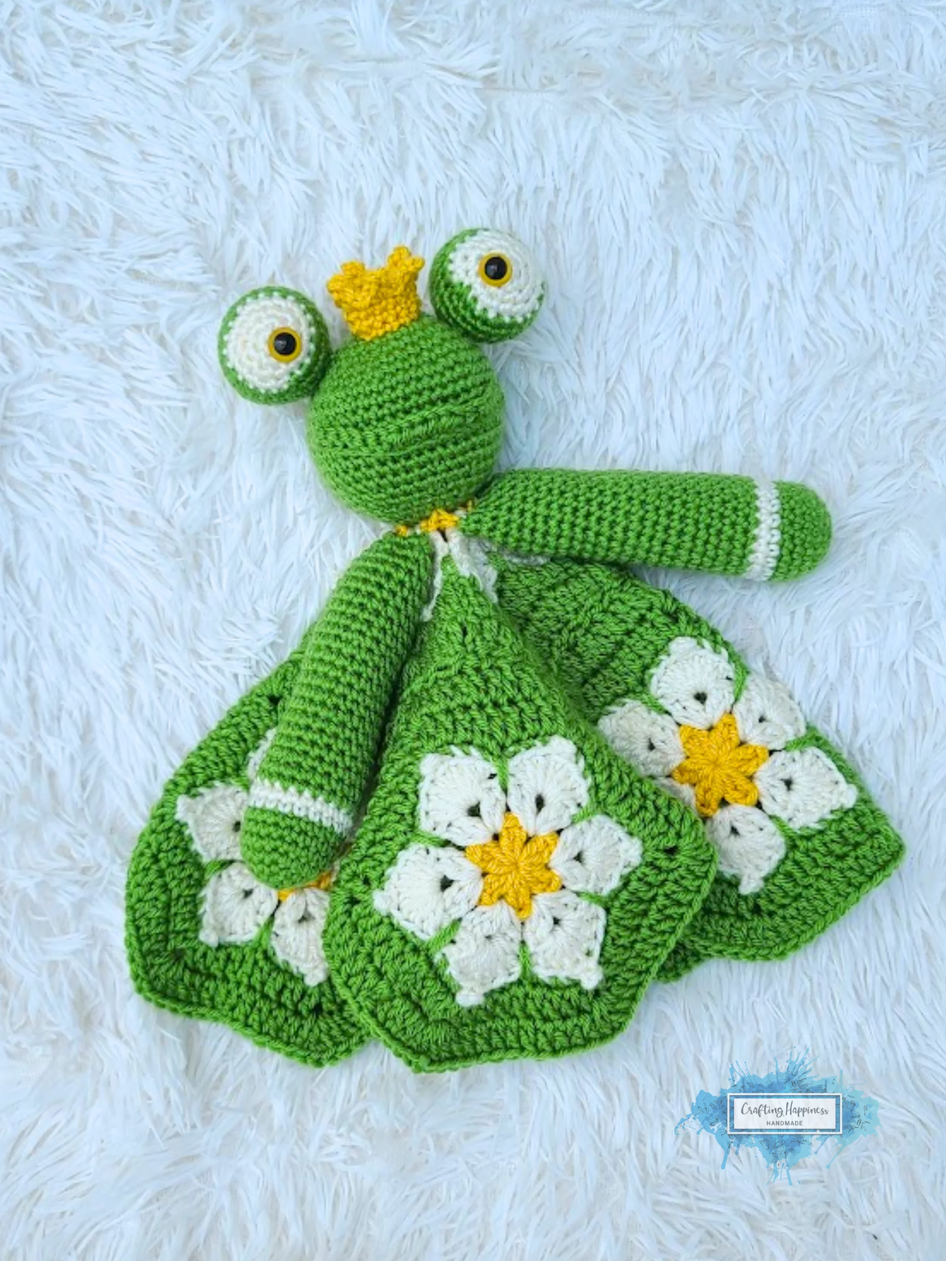 Frog Lovey Crochet Pattern Baby Security Blanket Comforter PDF Pattern - Crafting Happiness product image (1)