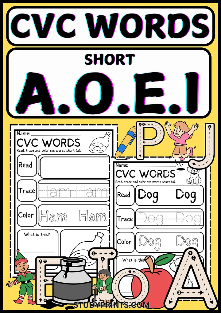 short e cvc words Worksheets PDF product image (1)