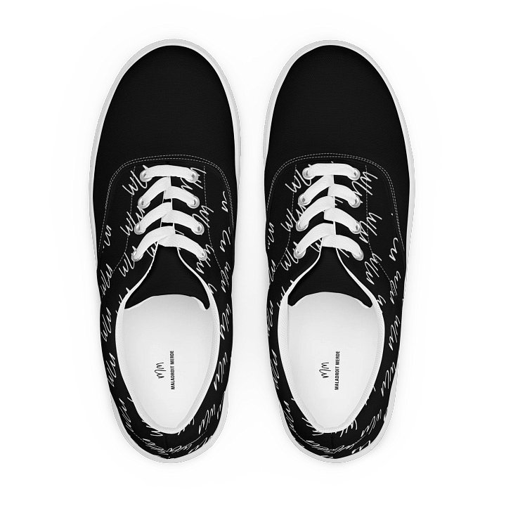 MM02 BLACK AND WHITE LACED UP CANVAS SHOES product image (1)