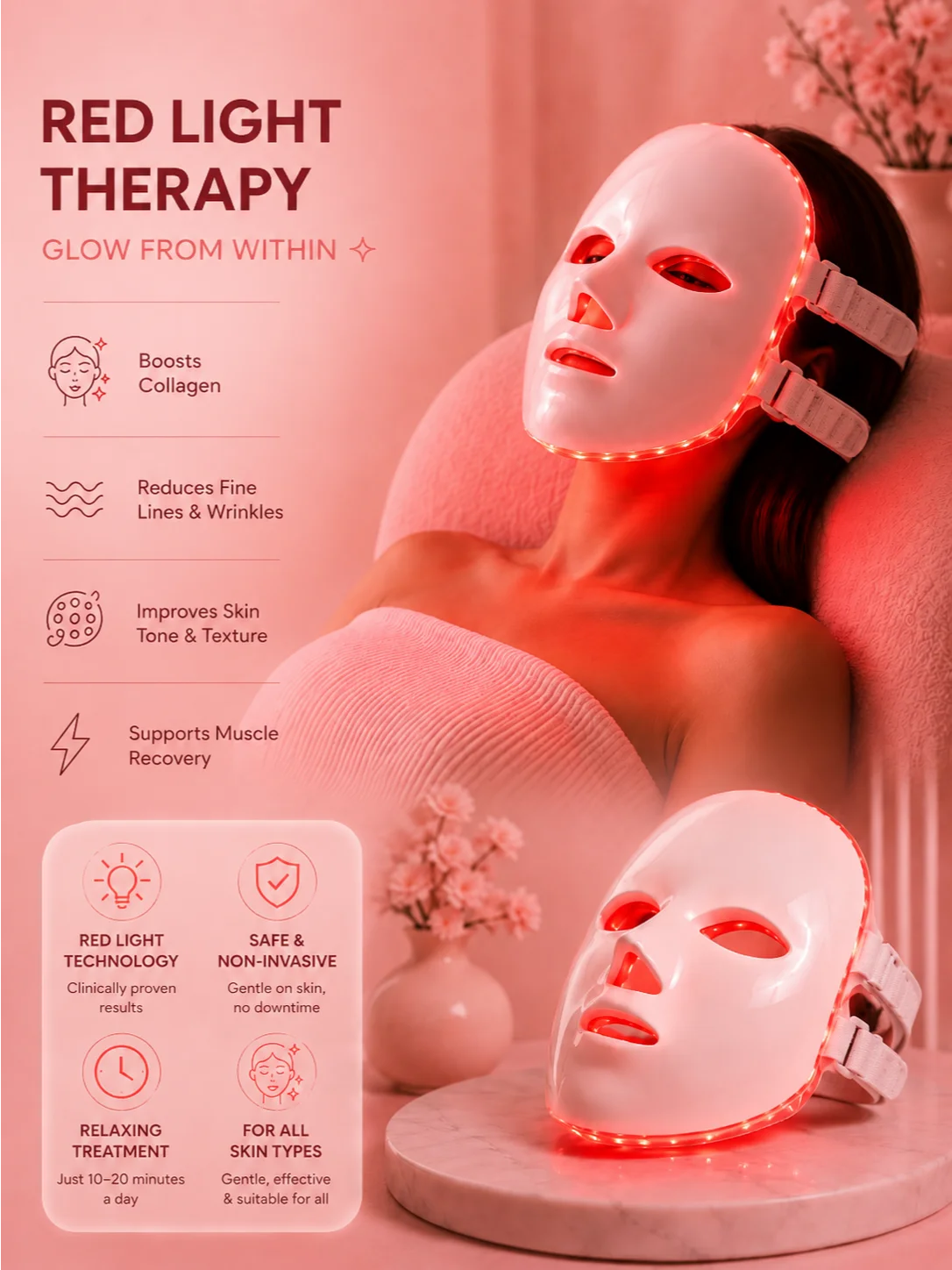 7-Color LED Red Light Therapy Face Mask product image (2)