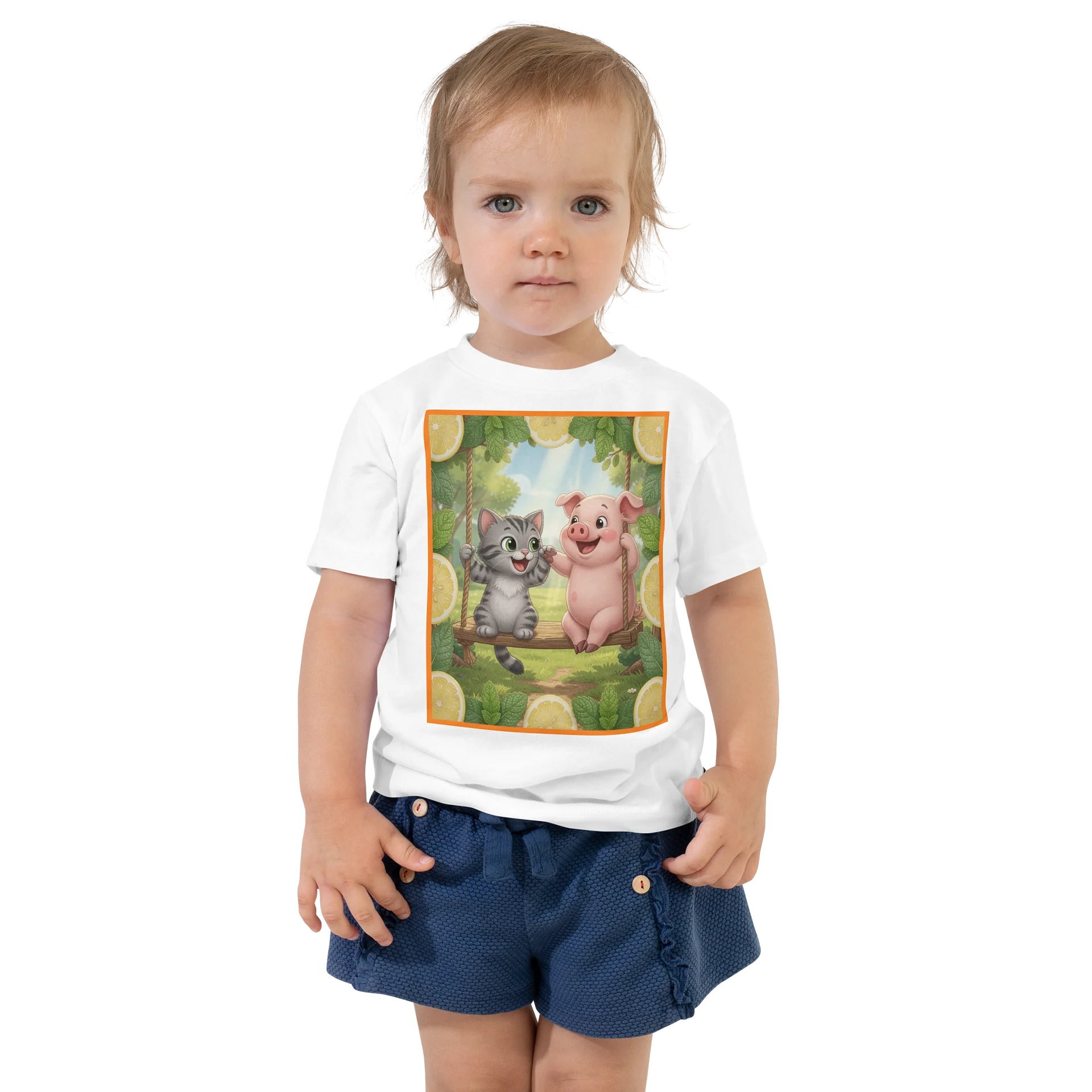 Kitten & Piglet Cartoon Playtime Tee product image (1)