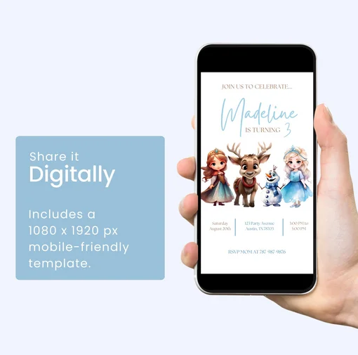 Frozen Birthday Invitation | Ice Princess Party | Editable Canva Template | Frozen Theme | Instant Download | DIY Birthday Invite product image (2)