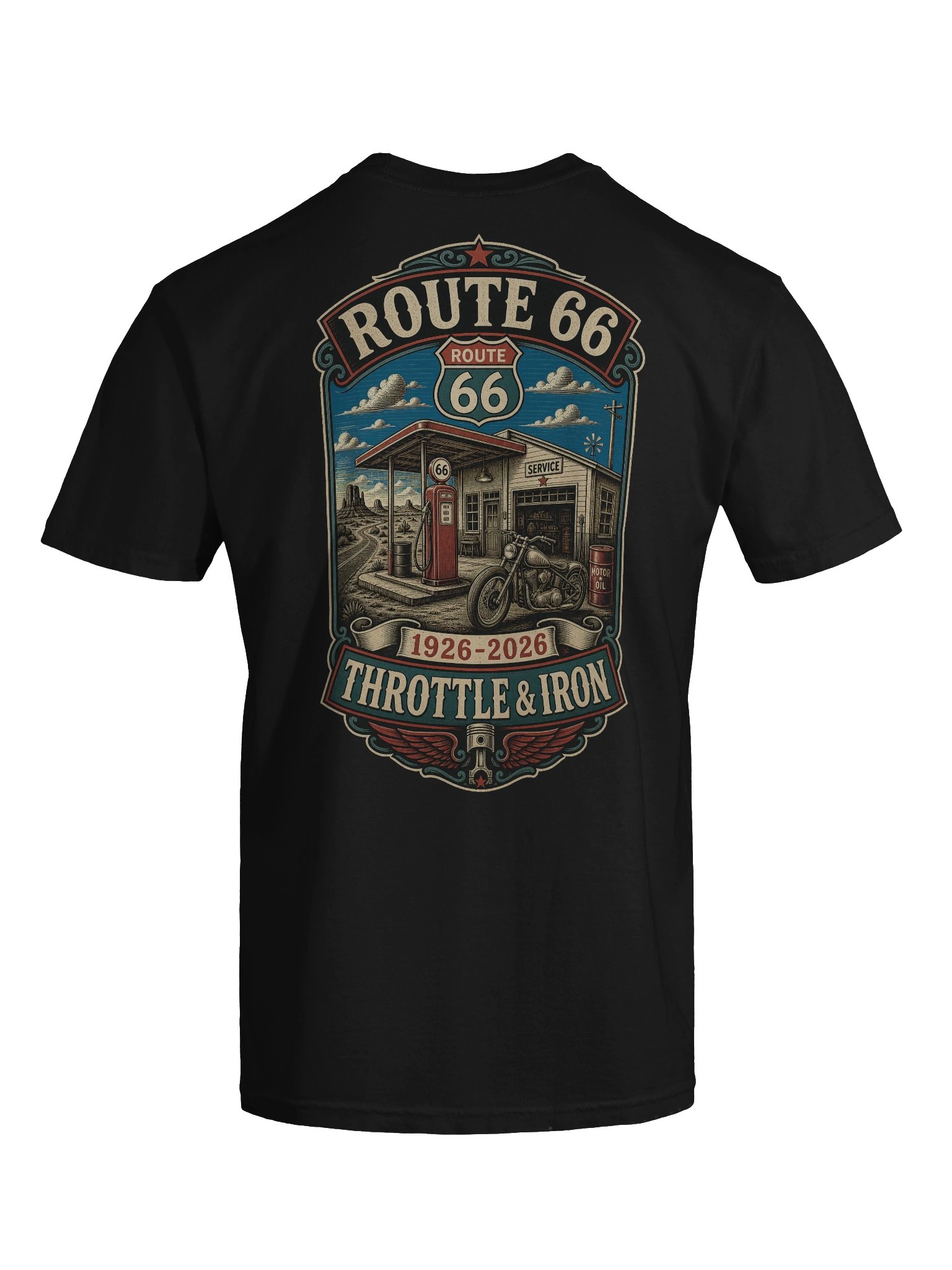 Throttle & Iron Route 66 Centennial Tee - Back Graphic product image (7)