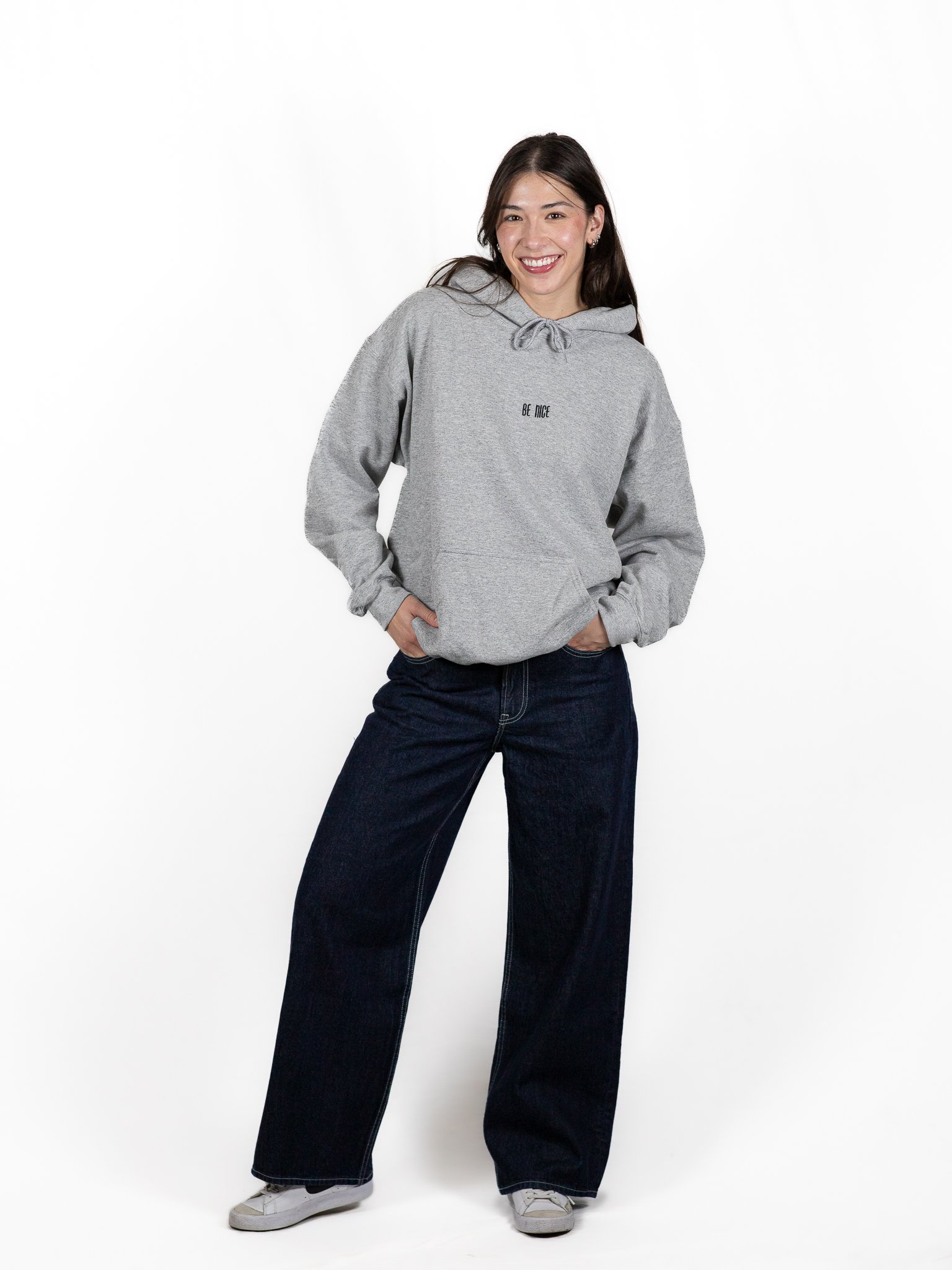 BE NICE Embroidered Message Hoodie (Black Text) product image (3)