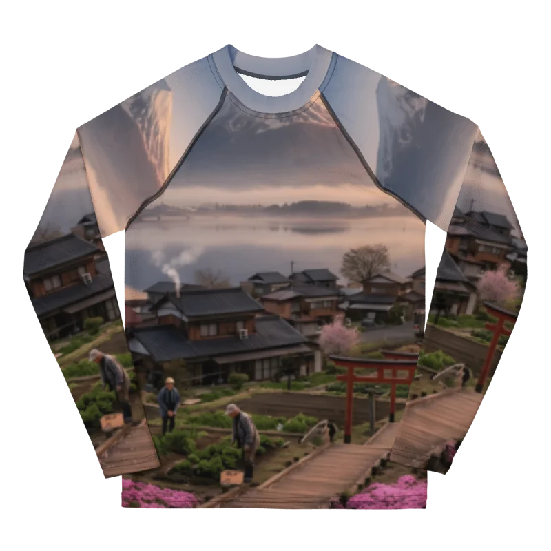 Mount Fuji & Pink Moss Youth Rash Guard | Protective Teen Activewear product image (1)