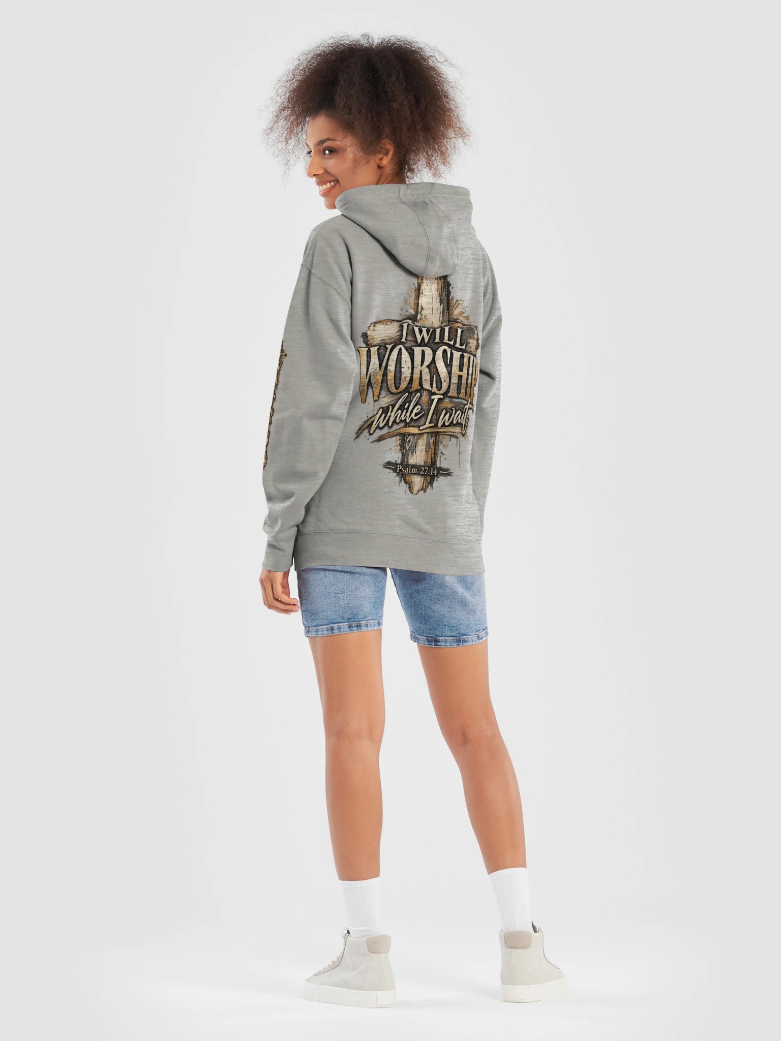 I Will Worship While I Wait Unisex Hoodie – Psalm 27:14 product image (3)