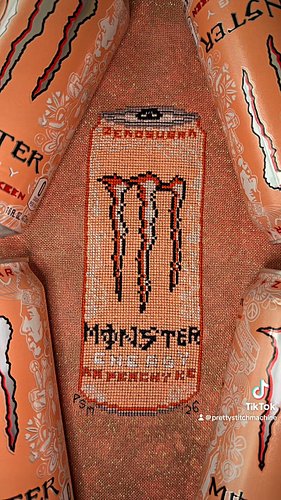🍑🍑🍑 
freebies on my website, link in da bio
.
.
#monsterenergy #monster #peachykeen #crossstitch #crossstitchersofinstagram