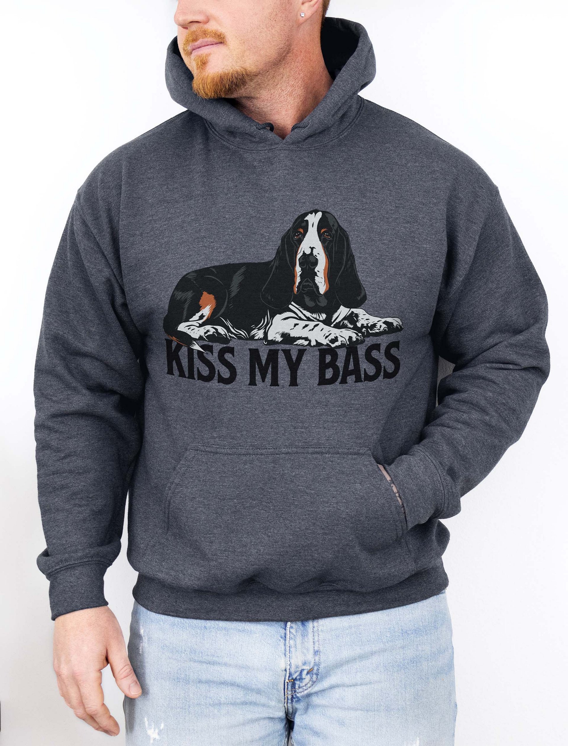 Kiss My Bass Hooded Sweatshirt | Funny Hoodie for Basset Hound Owners product image (2)