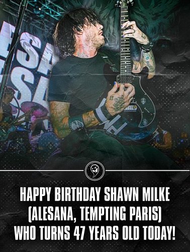 Help us wish a happy birthday to Shawn Milke of Alesana, Tempting Paris, and many more! 🎂🖤

What’s your favorite Alesana song...