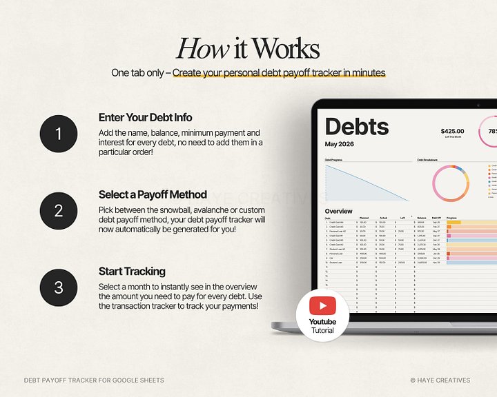Debt Payoff Tracker Spreadsheet for Google Sheets product image (2)