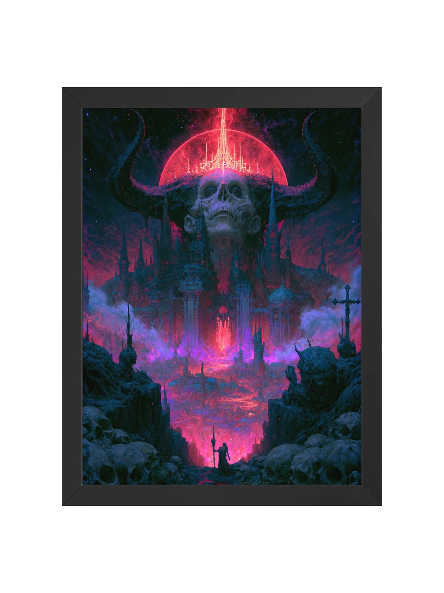 Gothic Skull City Framed Art Print — Where the Deathless Reign product image (5)