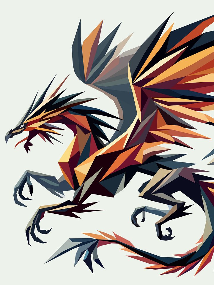 Free Geometric Dragon PNG Art - Transparent Background, Low Poly Mythical Creature Illustration product image (1)