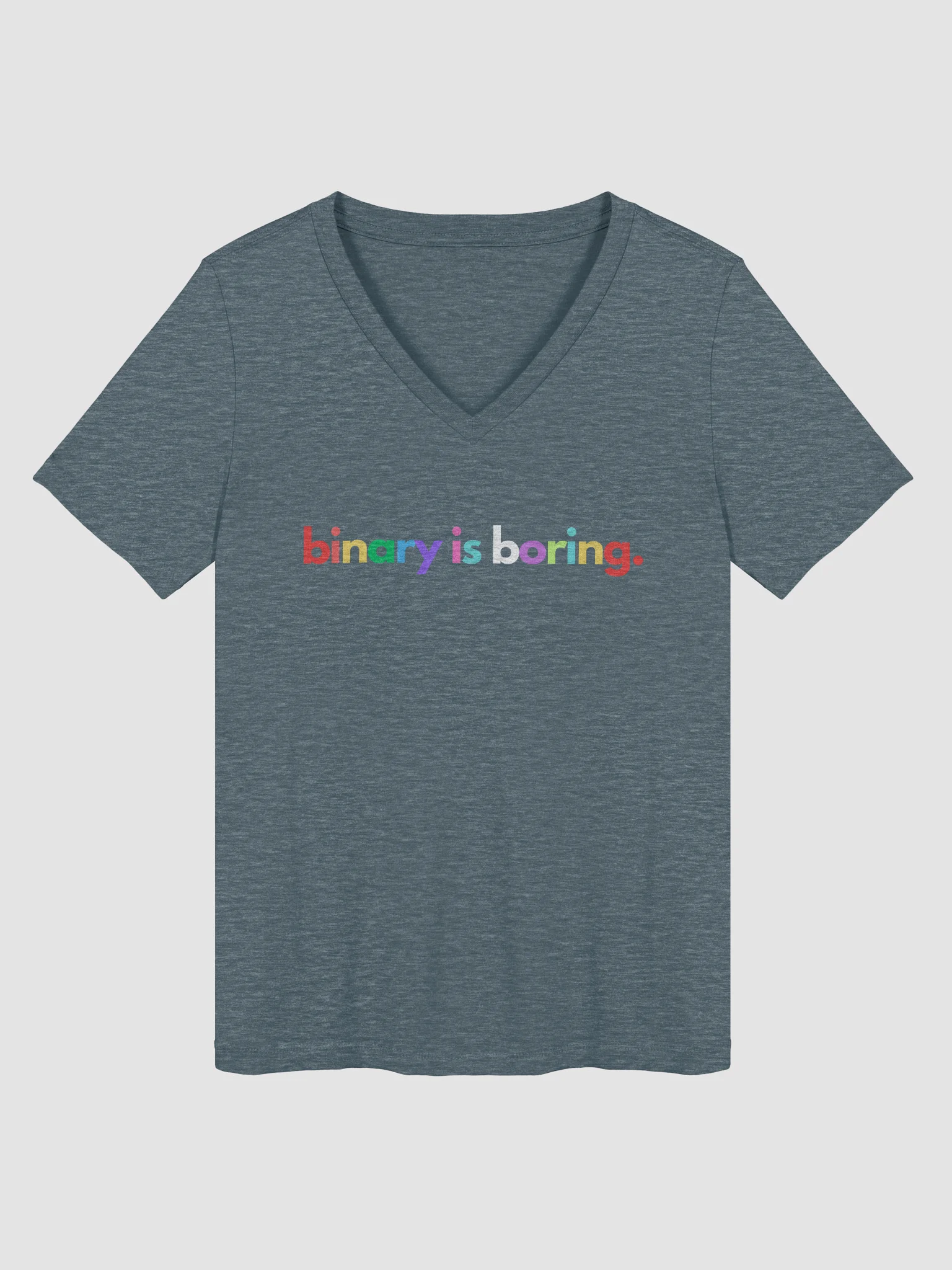 Binary Is Boring (Rainbow) V-Neck tee product image (3)