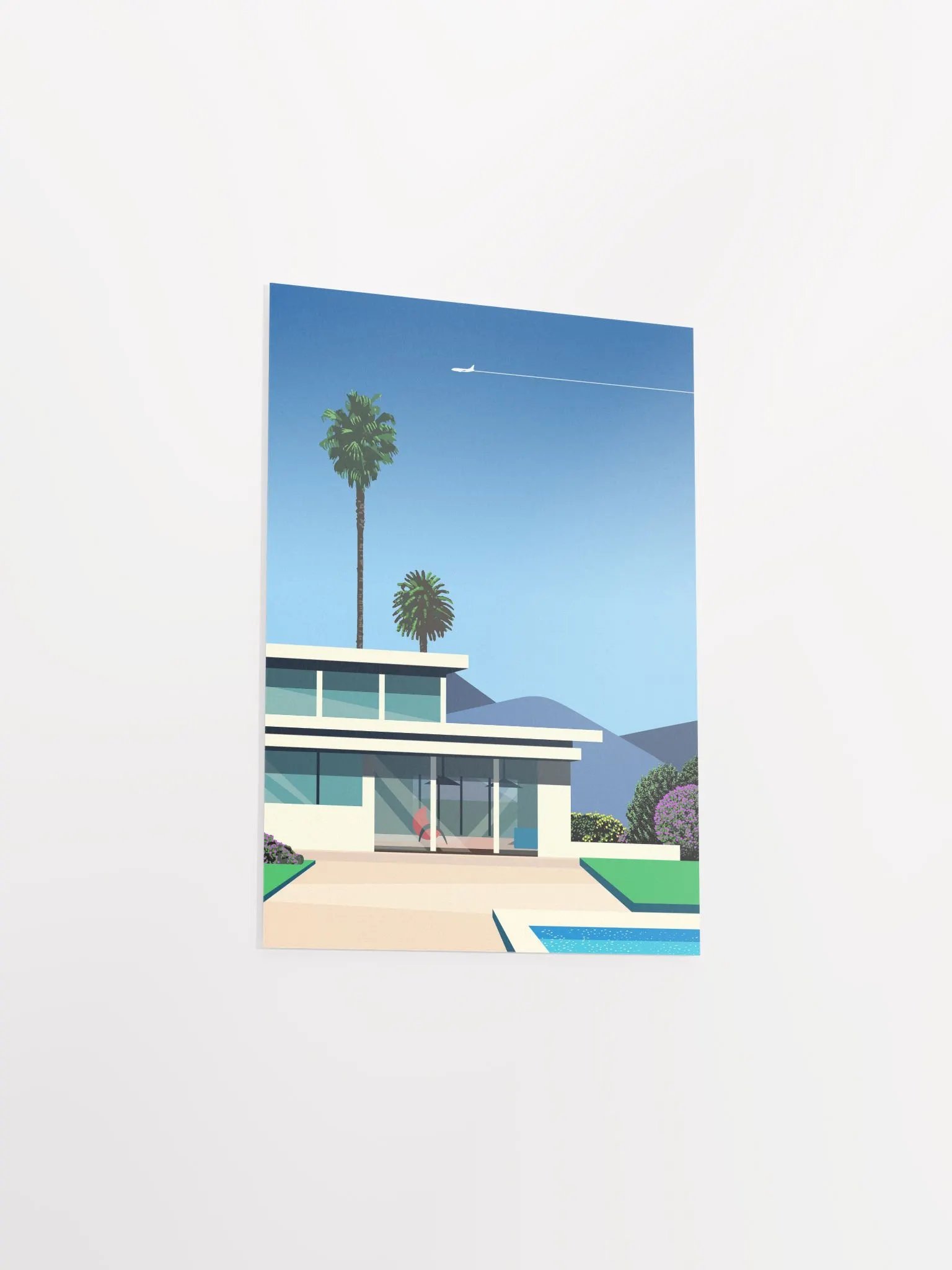 Florida, USA. Villa with pool — City Pop art, retrowave/vaporwave poster, 80s aesthetic poster, Hiroshi Nagai inspired, minimalist poster product image (8)