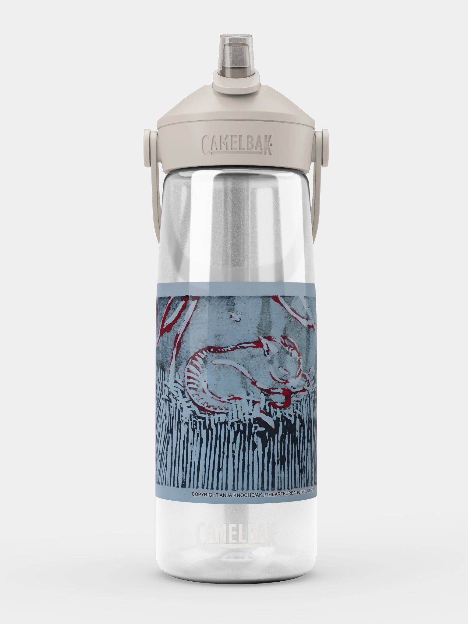 Coiled Abstract graphic art "the Cat is in the garden"water bottle product image (1)