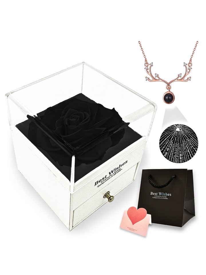 Eternal Rose Gift Box with "I Love You" Necklace – 100 Languages product image (1)