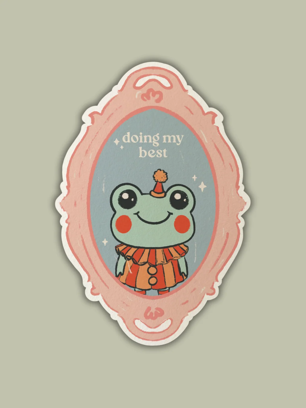 'Doing My Best' Clown Frog Sticker product image (3)