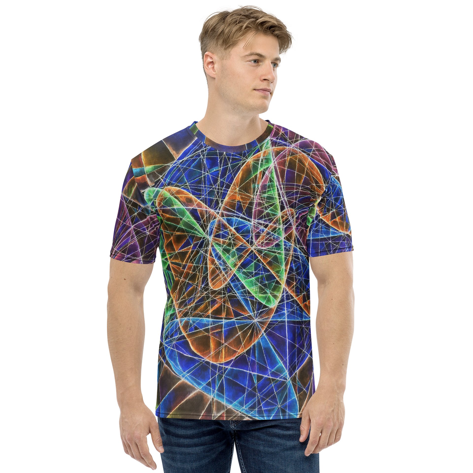 Lissajous Trilogy - Geometric Negative Art Men's Crew Neck T-Shirt product image (2)