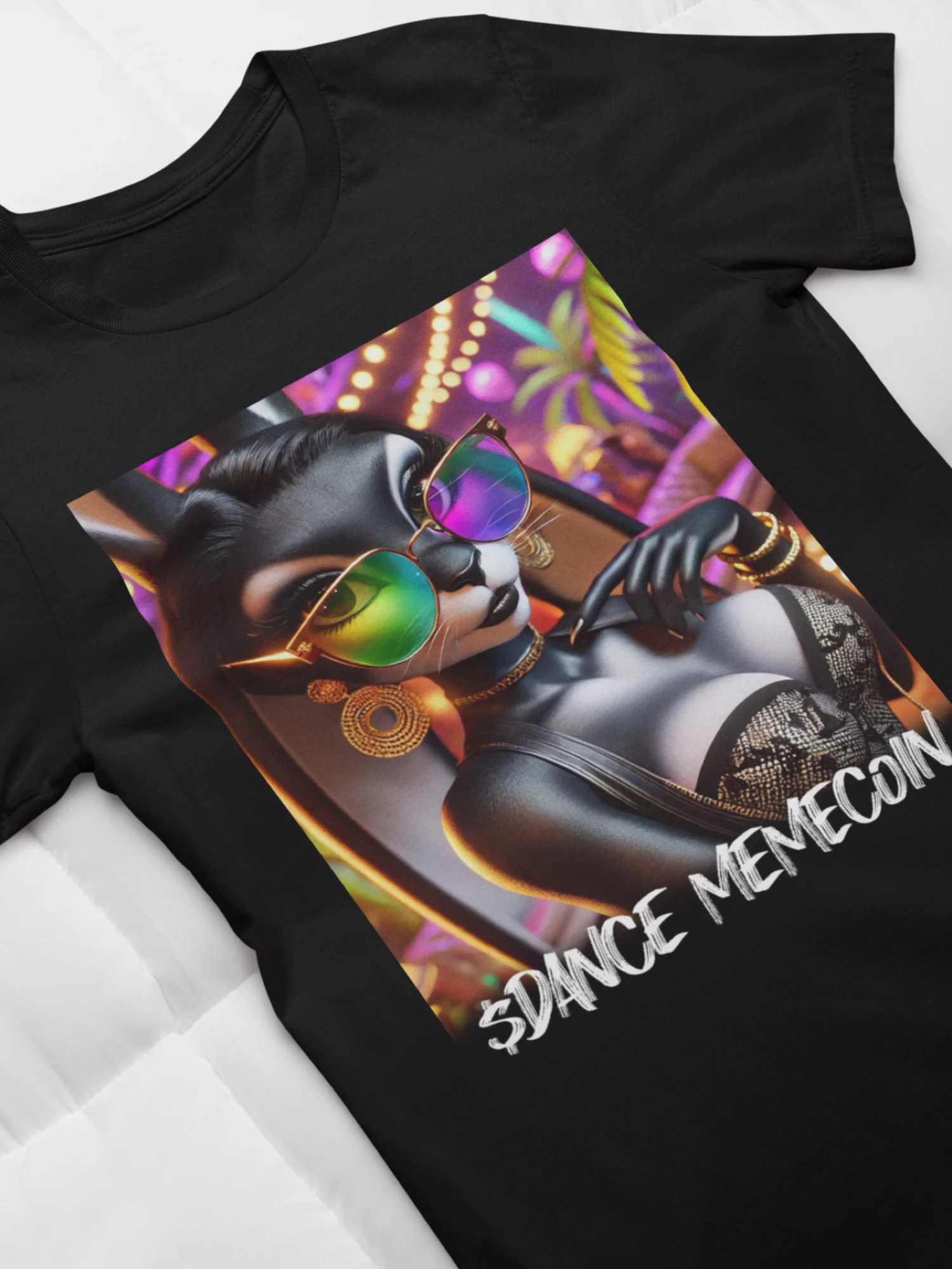 BLACK BUNNY - DANCE MEMECOIN - PREMIUM TEE - BLACK product image (1)