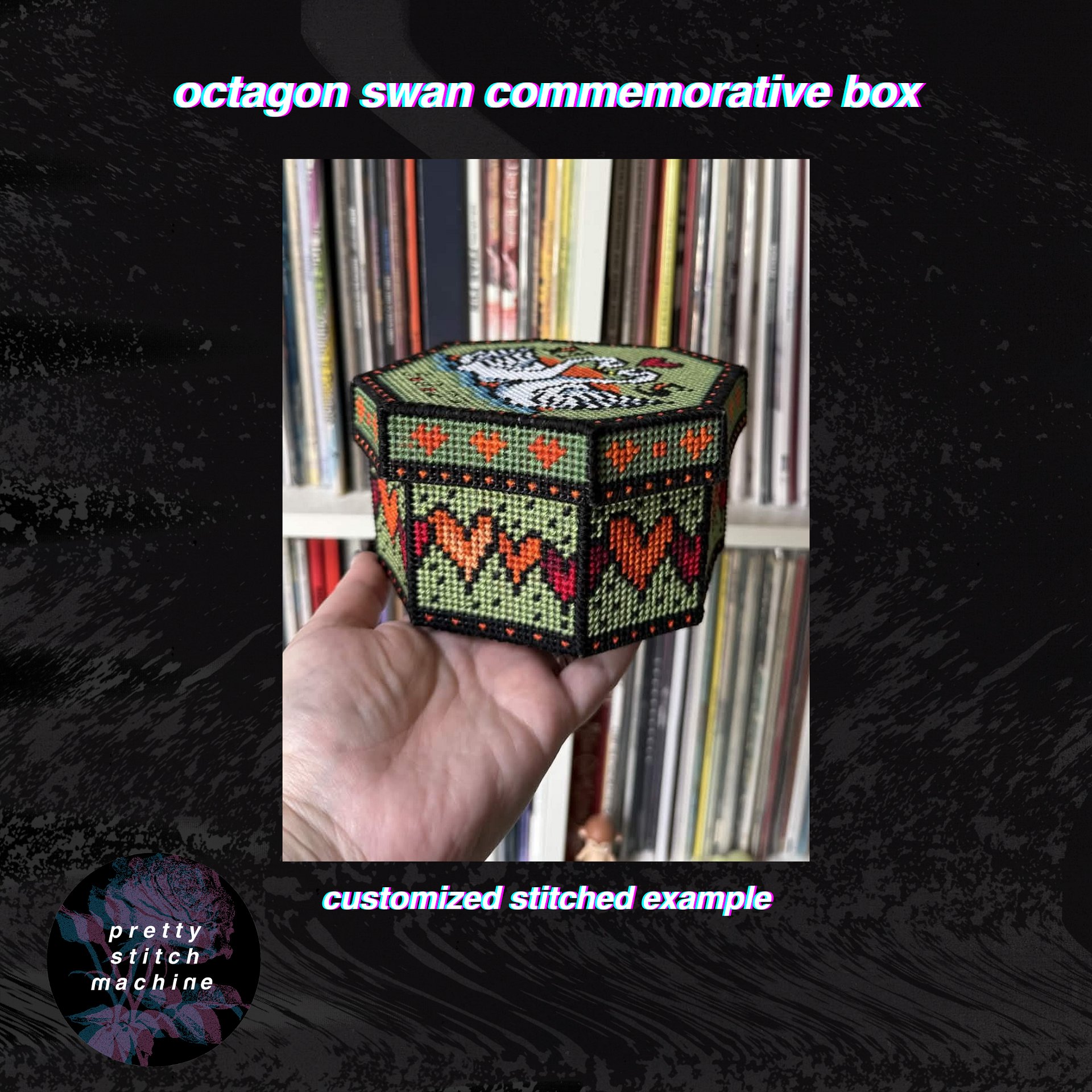 Commemorative Swan Keepsake Octagon Box Plastic Canvas Pattern product image (3)