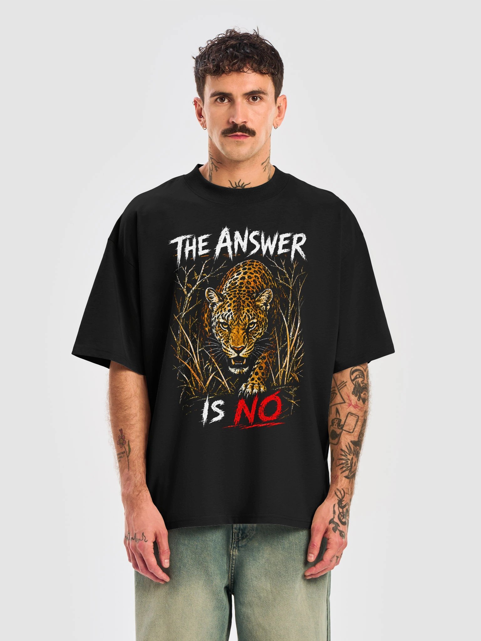 T-Shirt Unisex Oversize Coton Bio Poids Lourd - THE ANSWER IS NO product image (3)