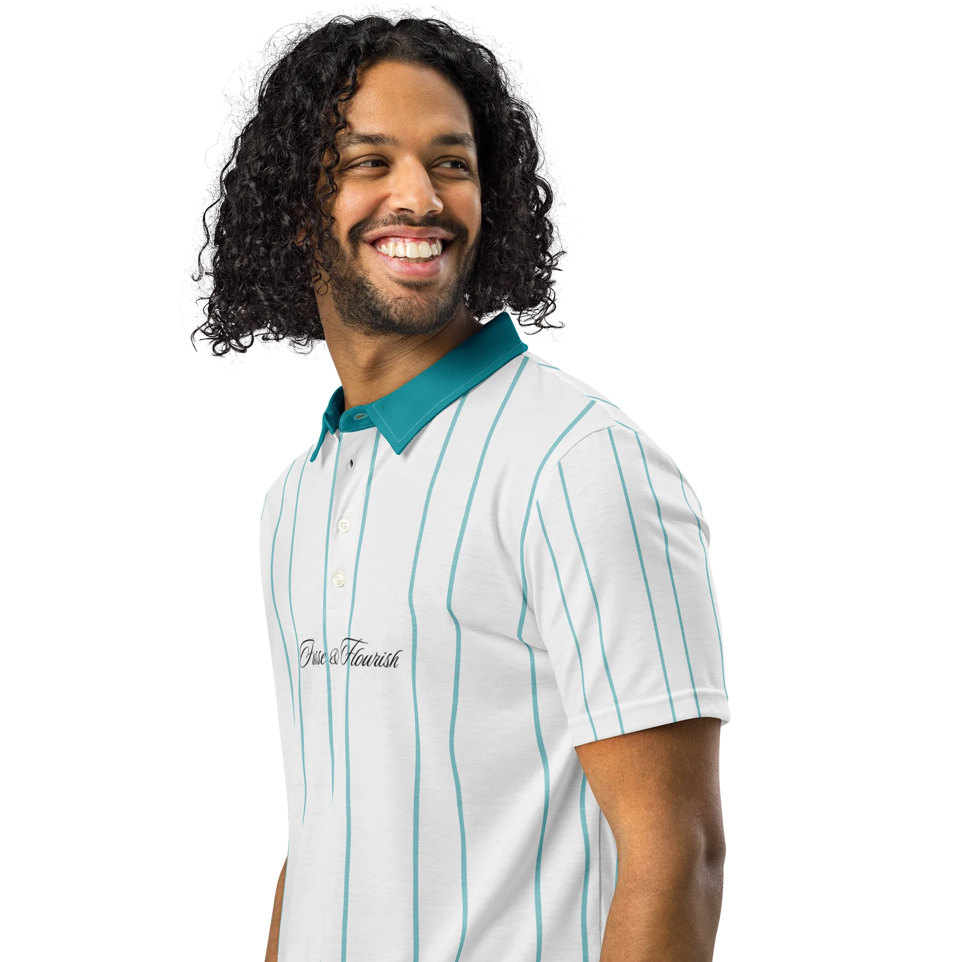 F&F Script Pinstripe Slim Fit Polo Shirt product image (2)