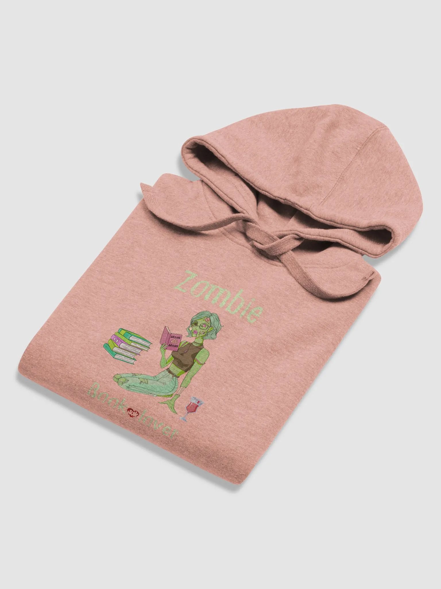 Zombie Book Lover - Dusty Rose Pink Unisex Hoodie product image (6)