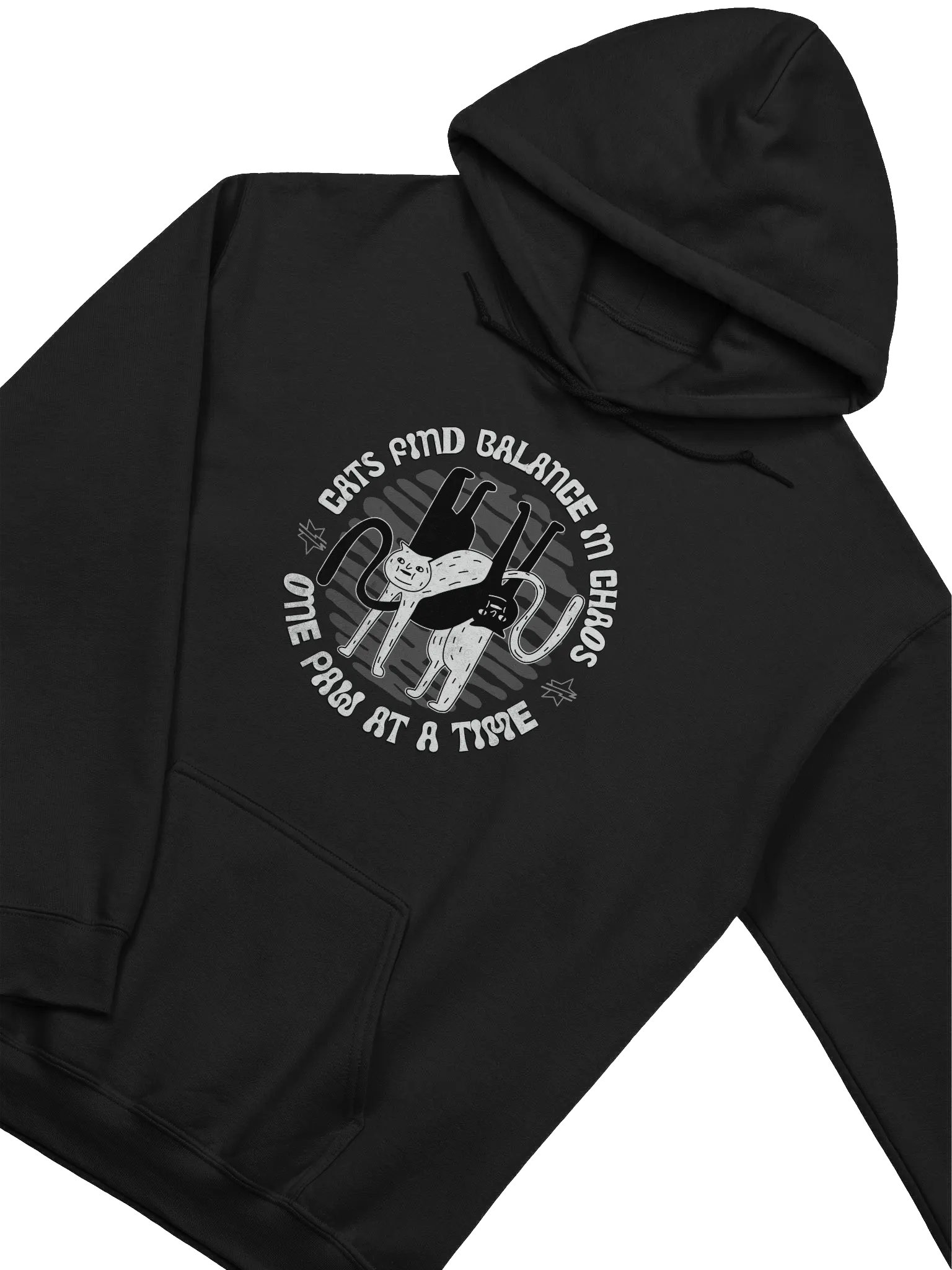 Cats Find Balance in Chaos Hoodie | Funny Yin Yang Cat Sweatshirt for Cat Lovers product image (1)