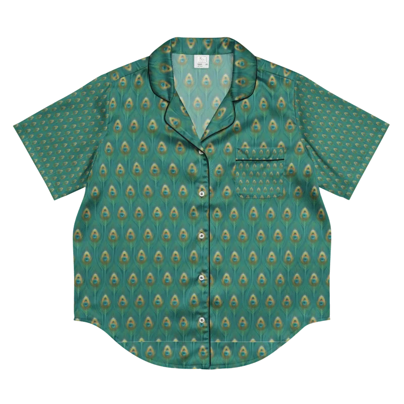 The Luminous Plume — Elegant Peacock Feather Pajama Top product image (2)