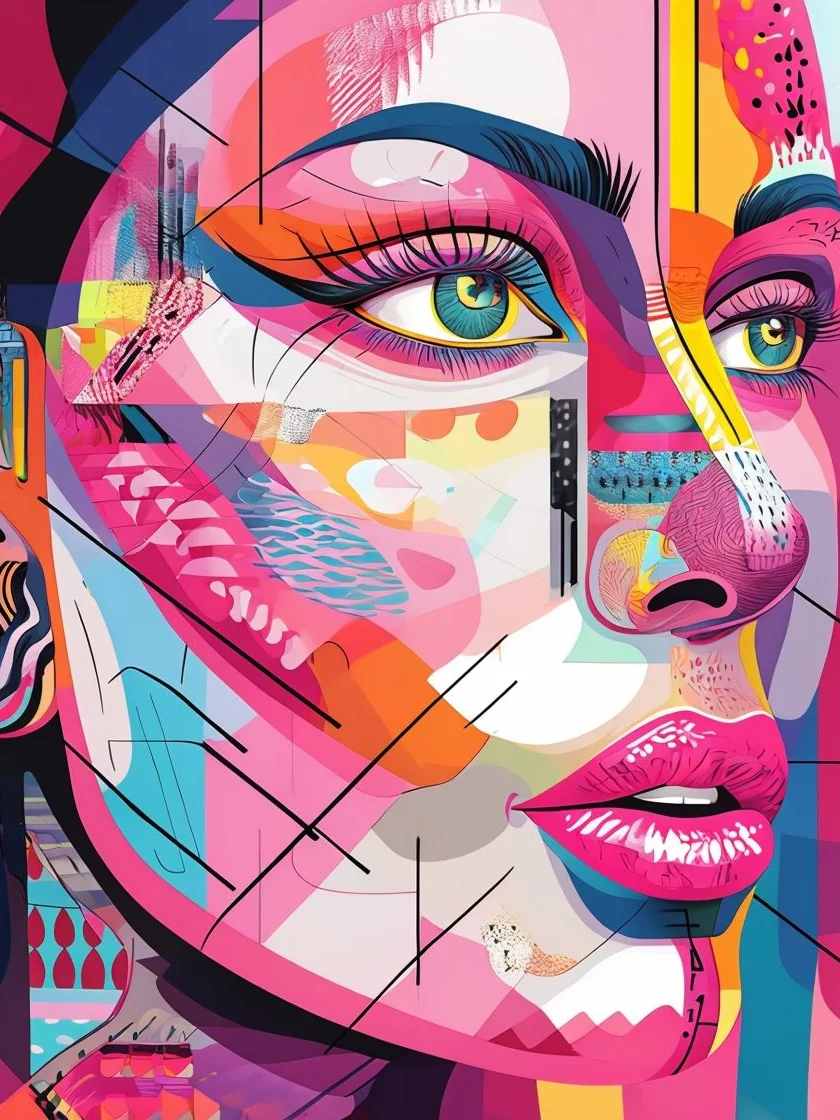 Vibrant Geometric Portrait Framed Poster product image (1)