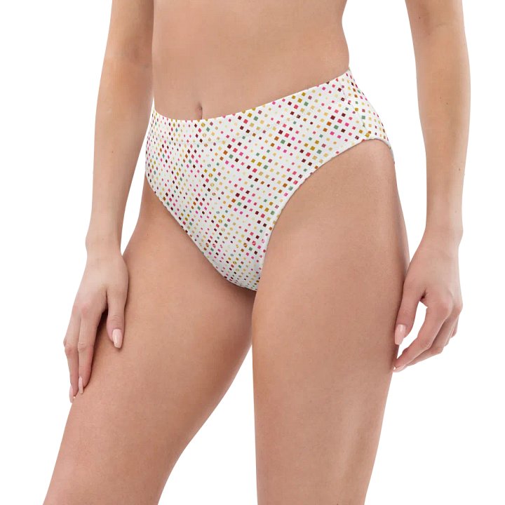 Colorful Square Pattern Design High Waist Bikini Bottom - V4 product image (1)