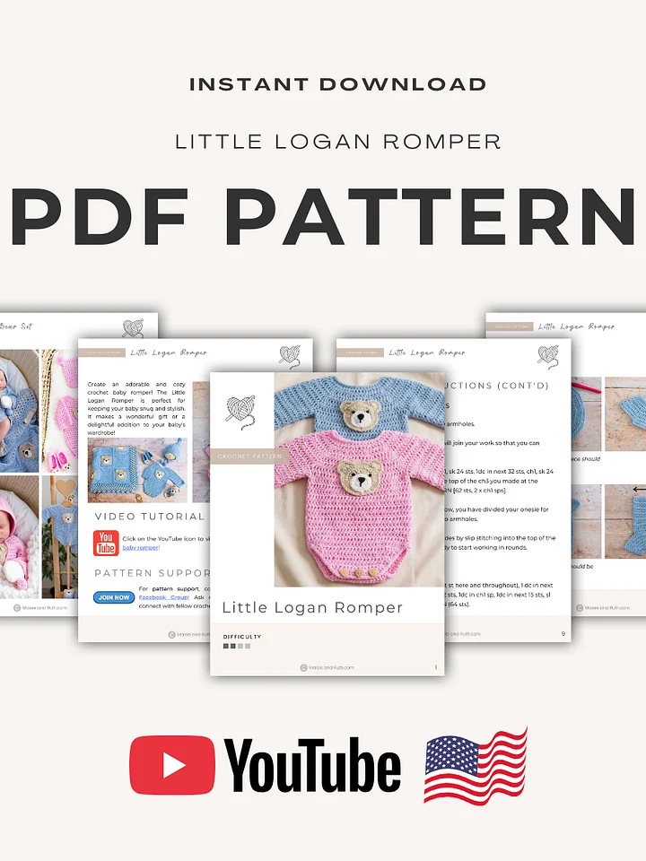 Little Logan Romper Crochet Pattern product image (2)