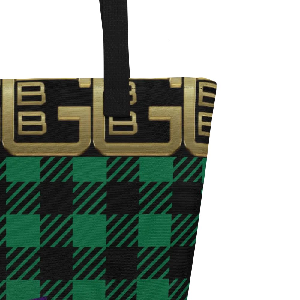 Green Plaid Geometric with Diamonds BBG Tote Bag with Pocket product image (3)