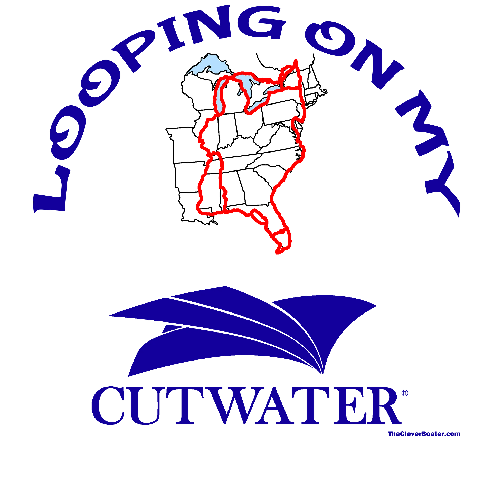 Looping On My Cutwater - T-Shirt - Light Shirt w/Blue Logo product image (5)