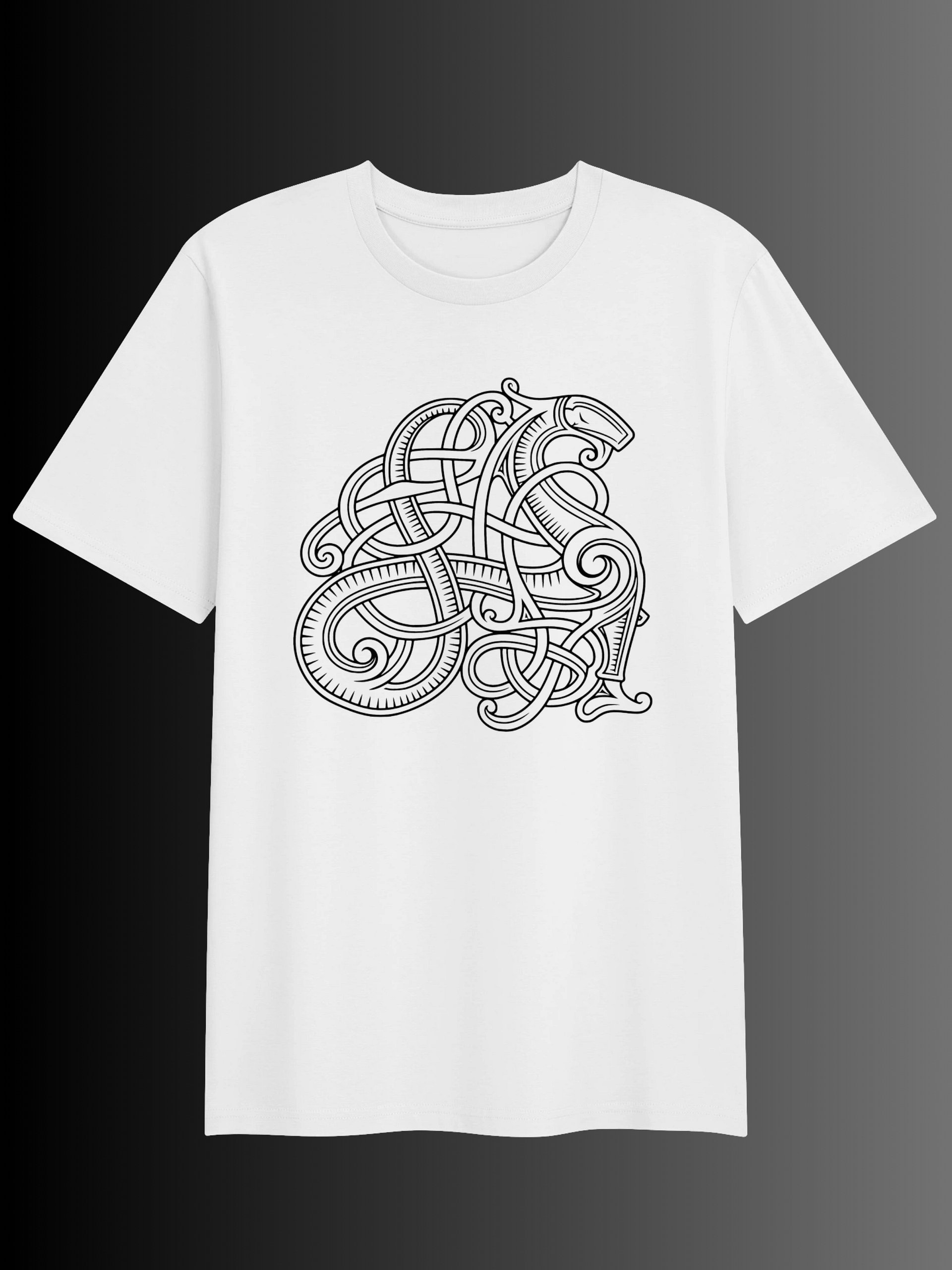 Graphic inspired by the Urnes style Viking brooch from Denmark - unisex t-shirt product image (1)