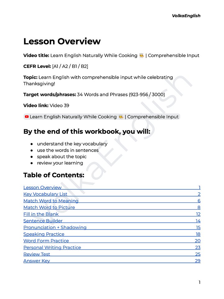Learn English Naturally While Cooking 🧑‍🍳 | Comprehensible Input - Video 38 Study Pack product image (2)