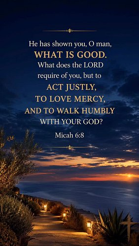 Micah 6:8 and more @beinspired.music 🤍

He has shown you, O man, what is good. What does the LORD require of you, but to act ...