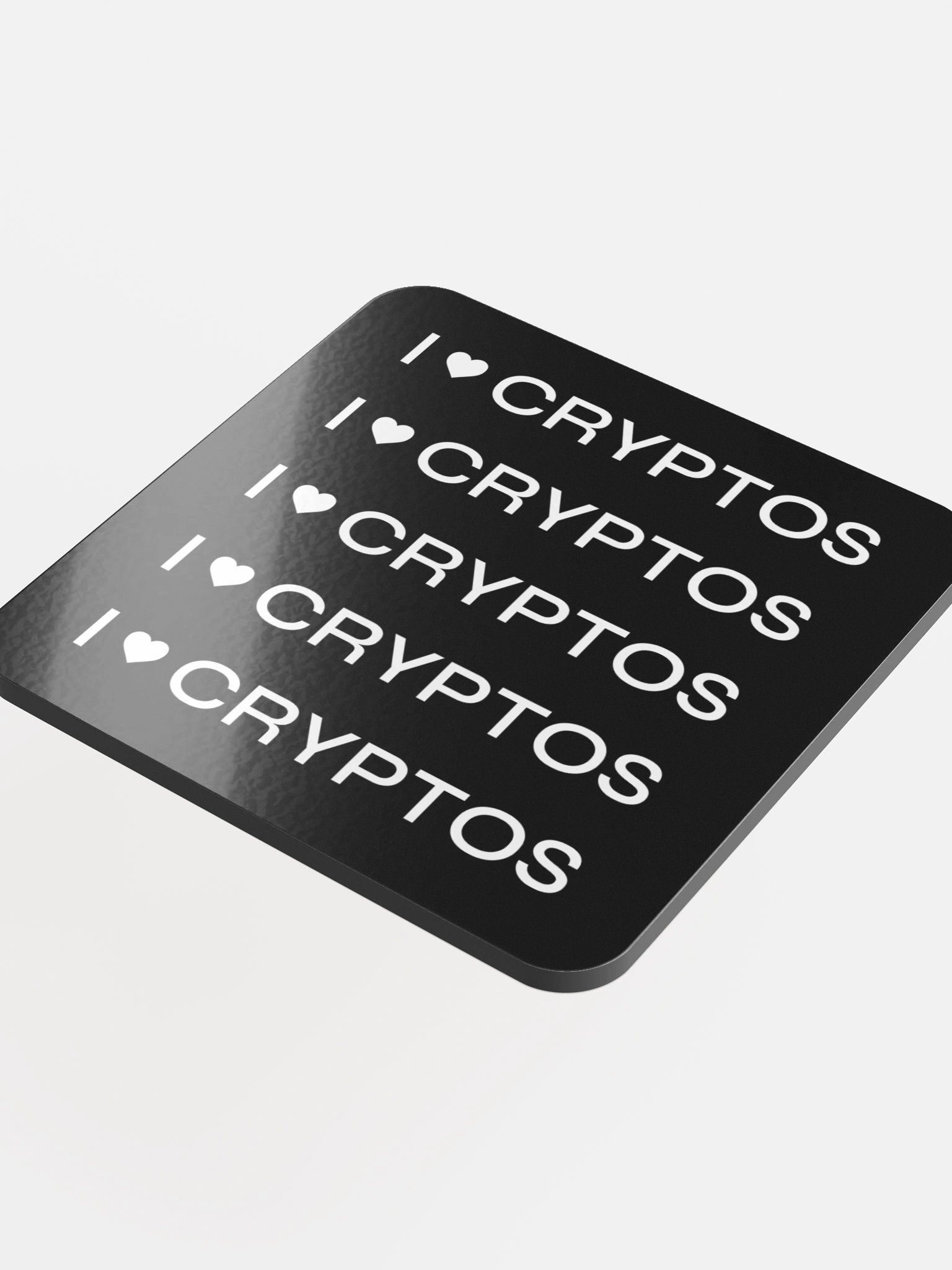 I Love Cryptos Cork Coaster Black product image (4)