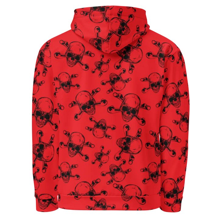 Skull & Bones - Red - All-Over Print Recycled Unisex Hoodie product image (2)